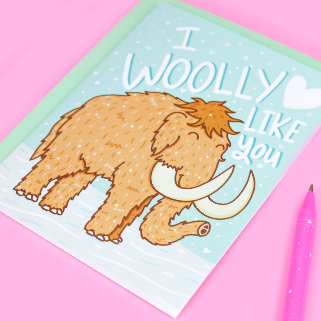 Woolly Mammoth Love Card, Friendship Card, Funny Pun, Geeky Love, Prehistoric, Card For Boyfriend, Cute Love, Gift Her, Ice Age