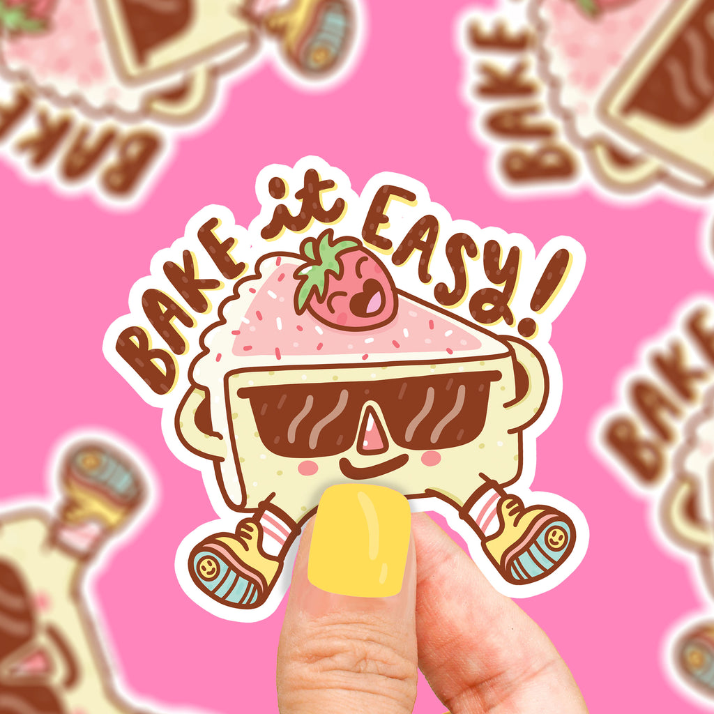 bake-it-easy-funny-baking-pun-sticker-by-turtles-soup-bakery-cake-sweets-waterproof-sticker-for-phone-laptop-