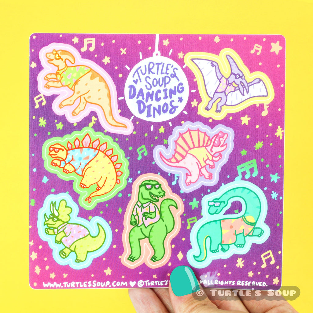 dancing-dinosaurs-sticker-sheet-by-turtles-soup