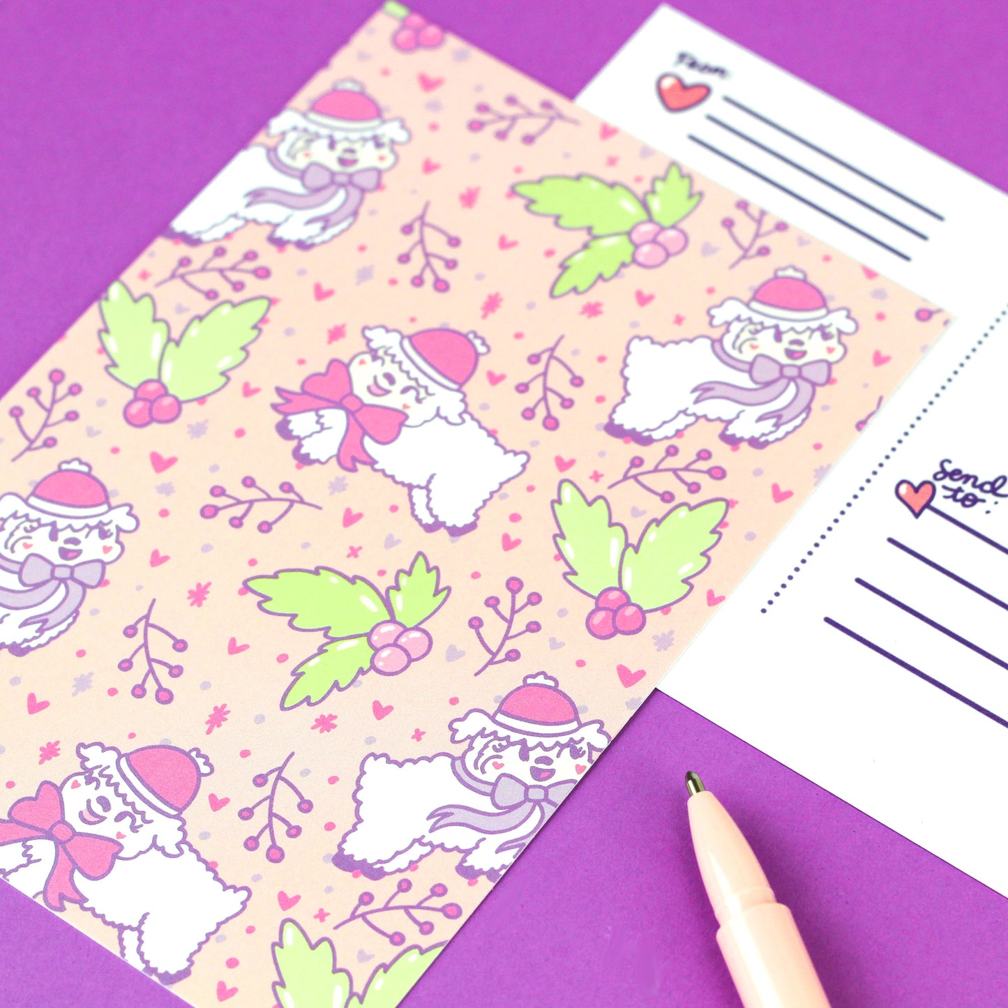 fleece,navidad,sheep,lamb,christmas,holiday,festive,cute,pastel,postcard,stationery,turtles,soup,card