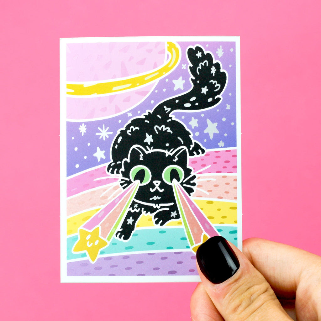 laser-cat-holographic-shiny-vinyl-sticker-space-galaxy-decal