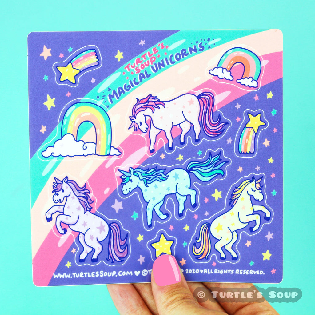 magical-unicorn-vinyl-sticker-sheet-set-school-supplies-cute-art-kawaii