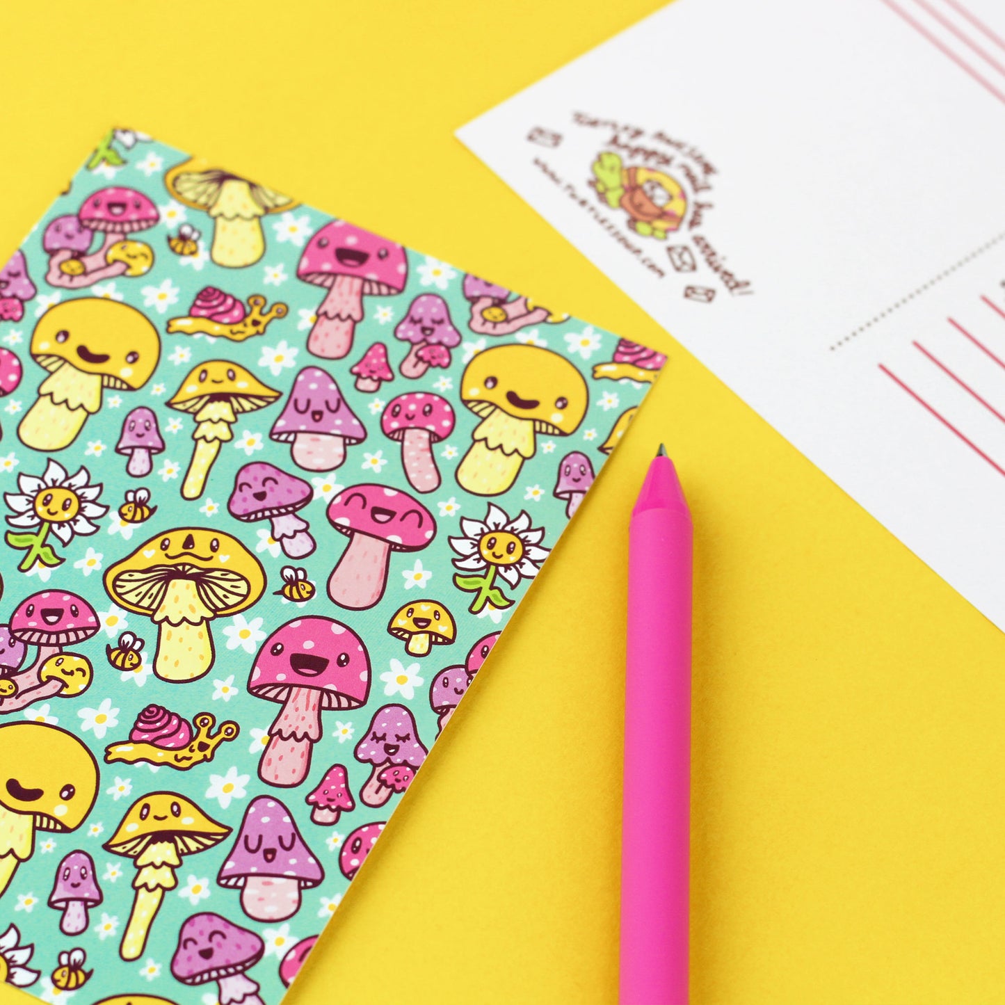 mushrooms,mushie,cute,happy,colorful,spring,turtles,soup,flowers,adorable,postcard