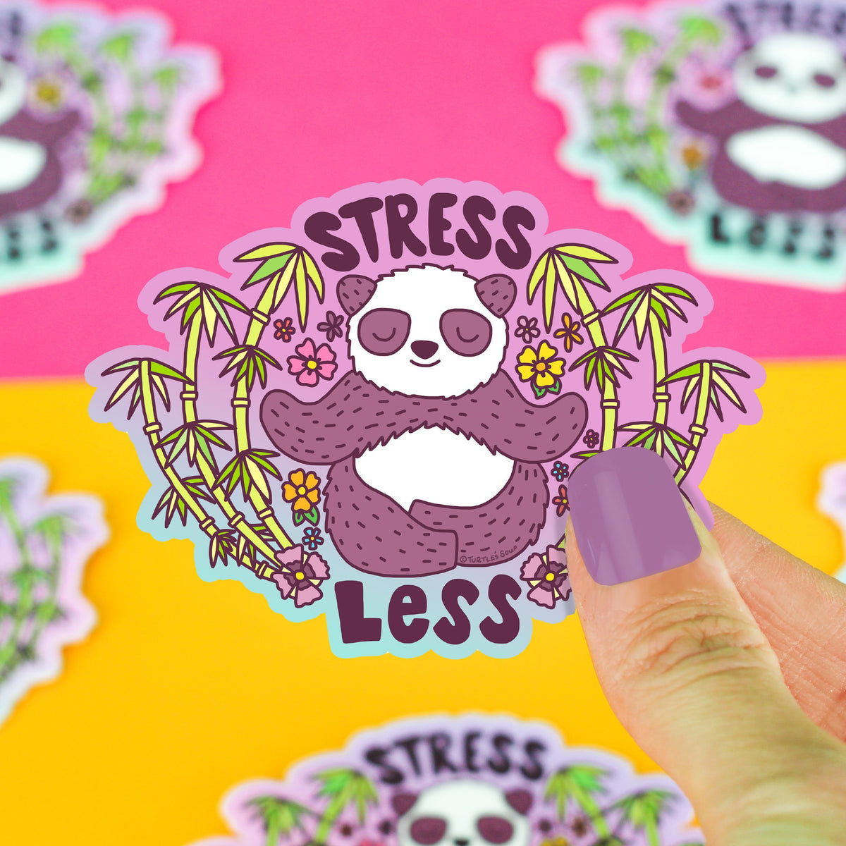 Stress Less Panda Vinyl Sticker – Turtle's Soup