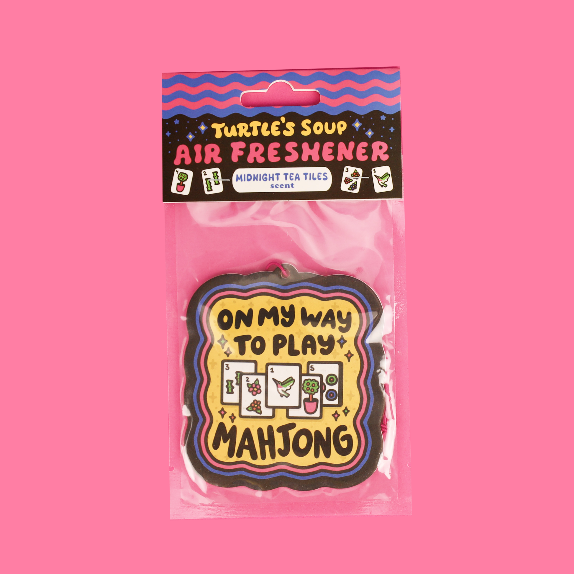 Aif freshener that says on my way to play mahjong