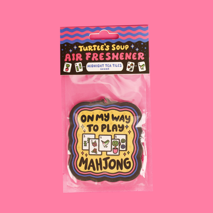 Aif freshener that says on my way to play mahjong