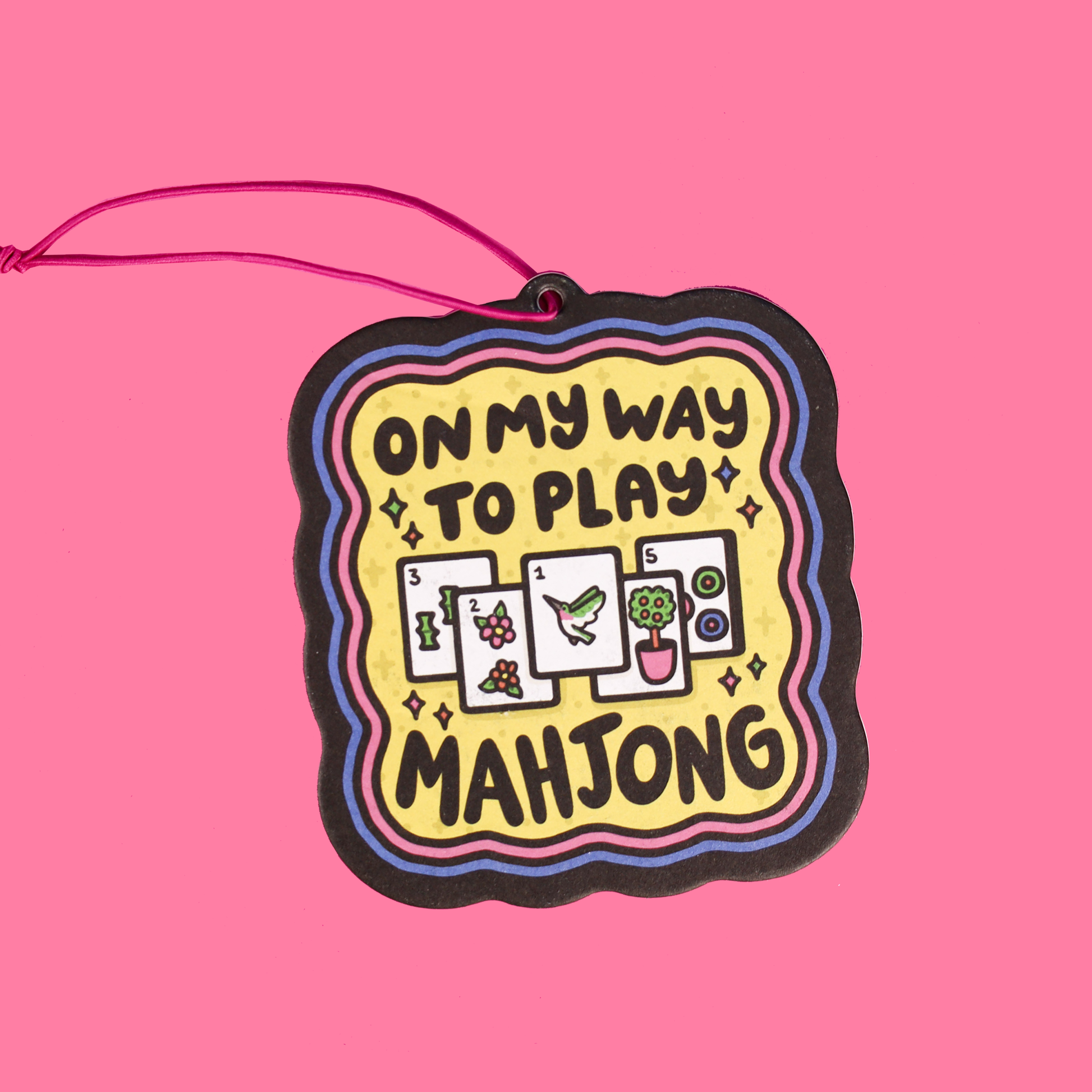 Aif freshener that says on my way to play mahjong