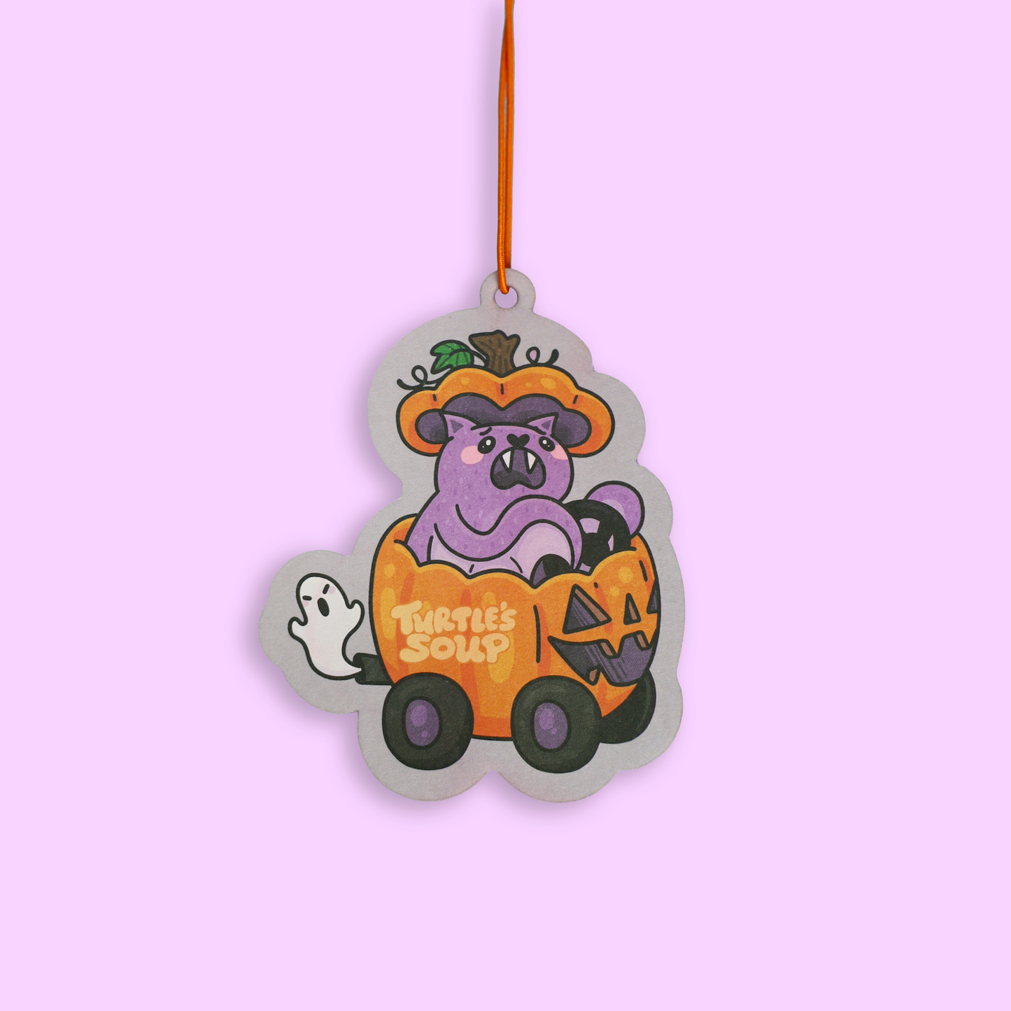 Bat Riding a Pumpkin Car Pumpkin Scented Air Freshener