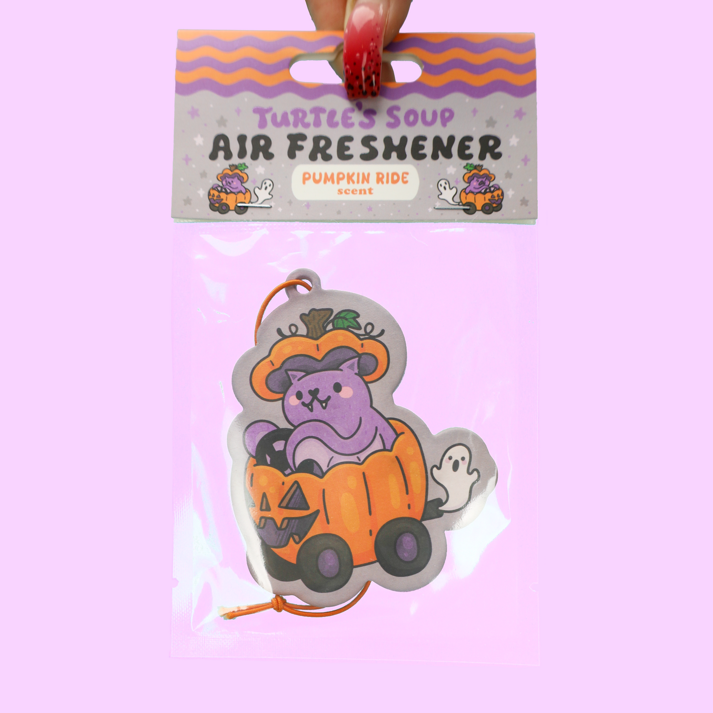 Bat Riding a Pumpkin Car Pumpkin Scented Air Freshener