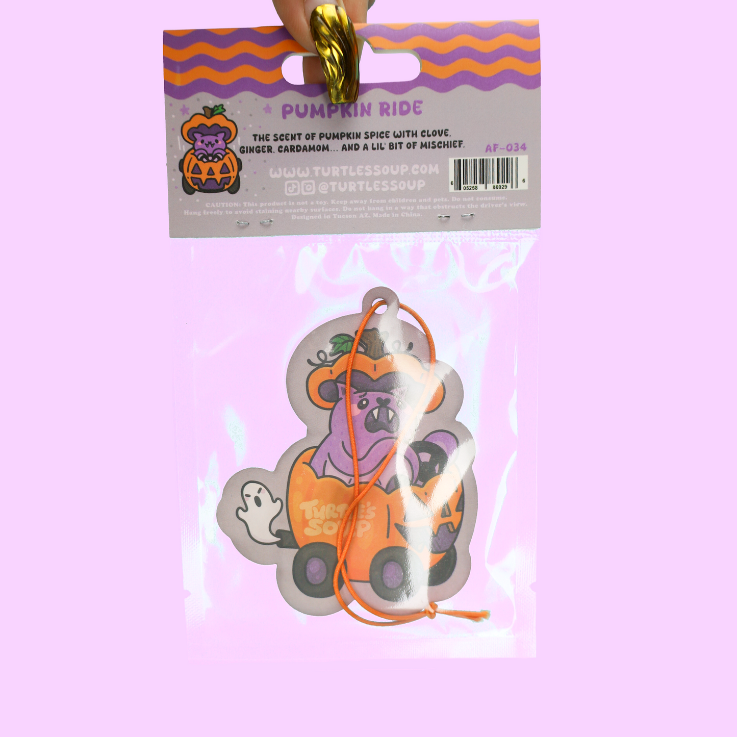 Bat Riding a Pumpkin Car Pumpkin Scented Air Freshener