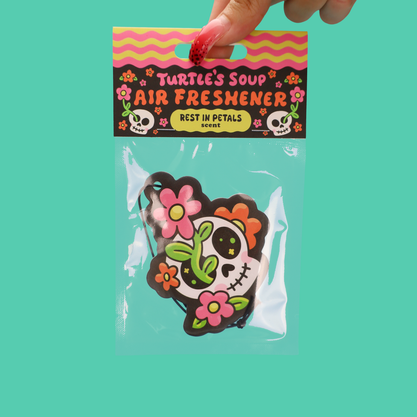 Skull with Flowers Floral Scented Air Freshener