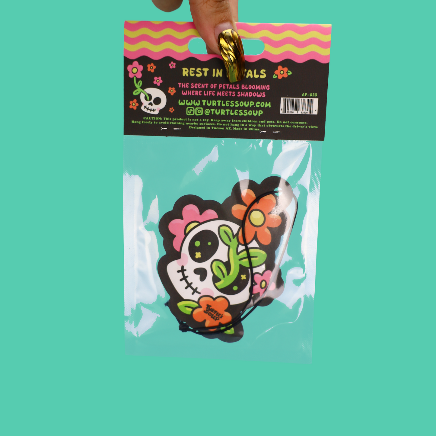 Skull with Flowers Floral Scented Air Freshener
