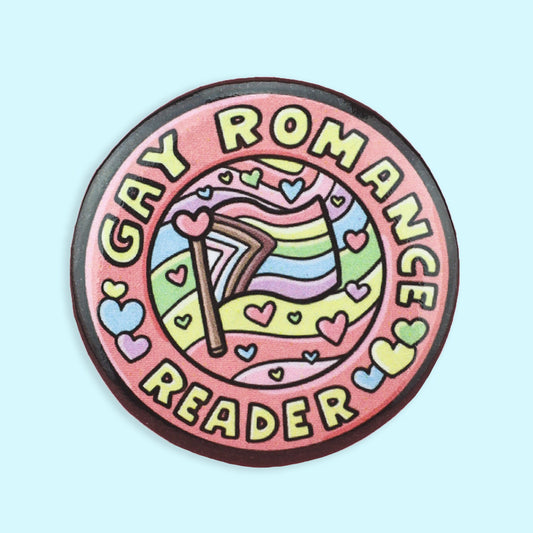 Gay Romance Reader Pinback Button