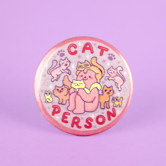 Cat Person Pinback Button