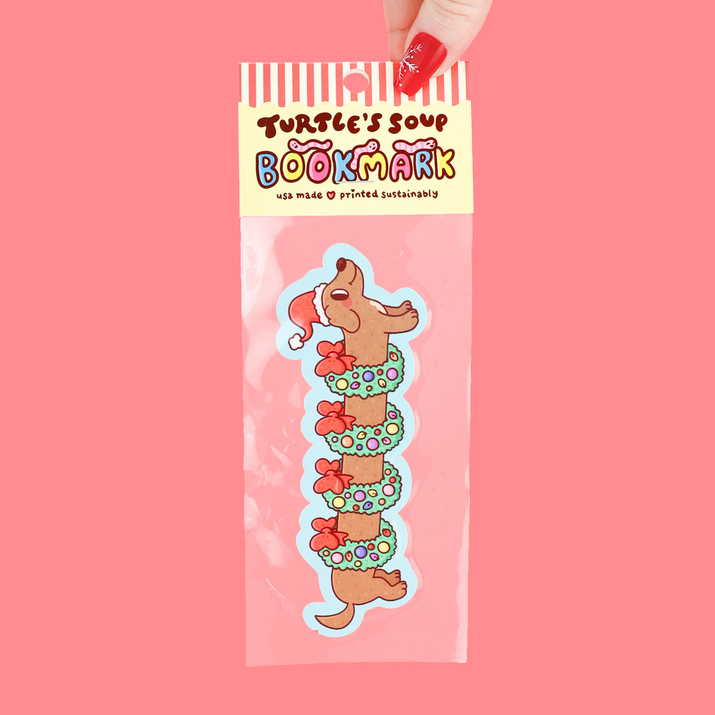 Holiday Weenie Dog Christmas Bookmark