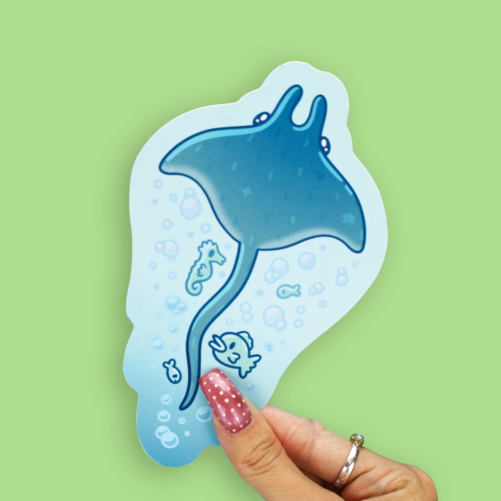 Manta Ray Dual Sided Die Cut Bookmark
