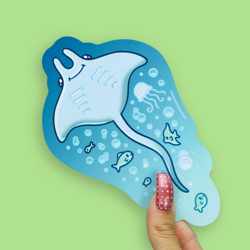 Manta Ray Dual Sided Die Cut Bookmark