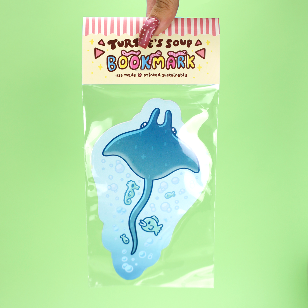 Manta Ray Dual Sided Die Cut Bookmark