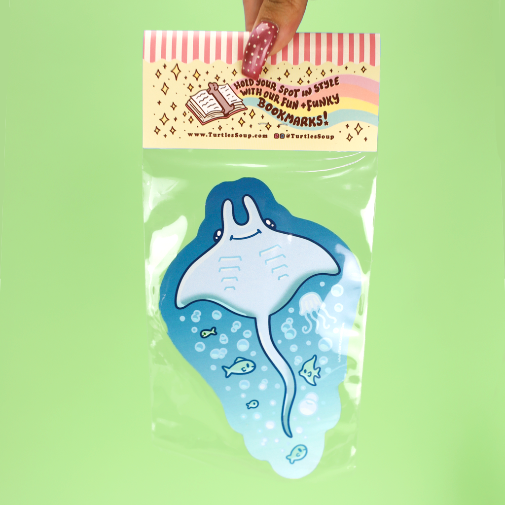 Manta Ray Dual Sided Die Cut Bookmark