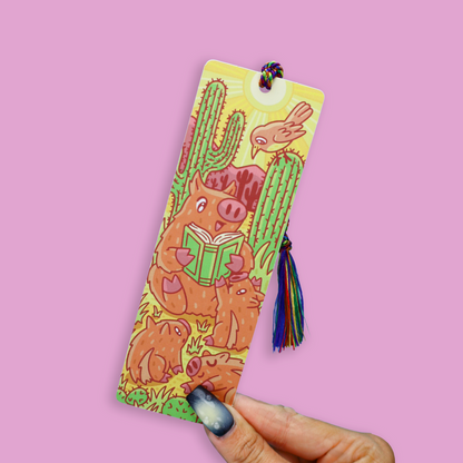 Javelina Reading Bookmark with Tassel | Desert Animal Book Lover Gift | Southwestern Wildlife Page Marker