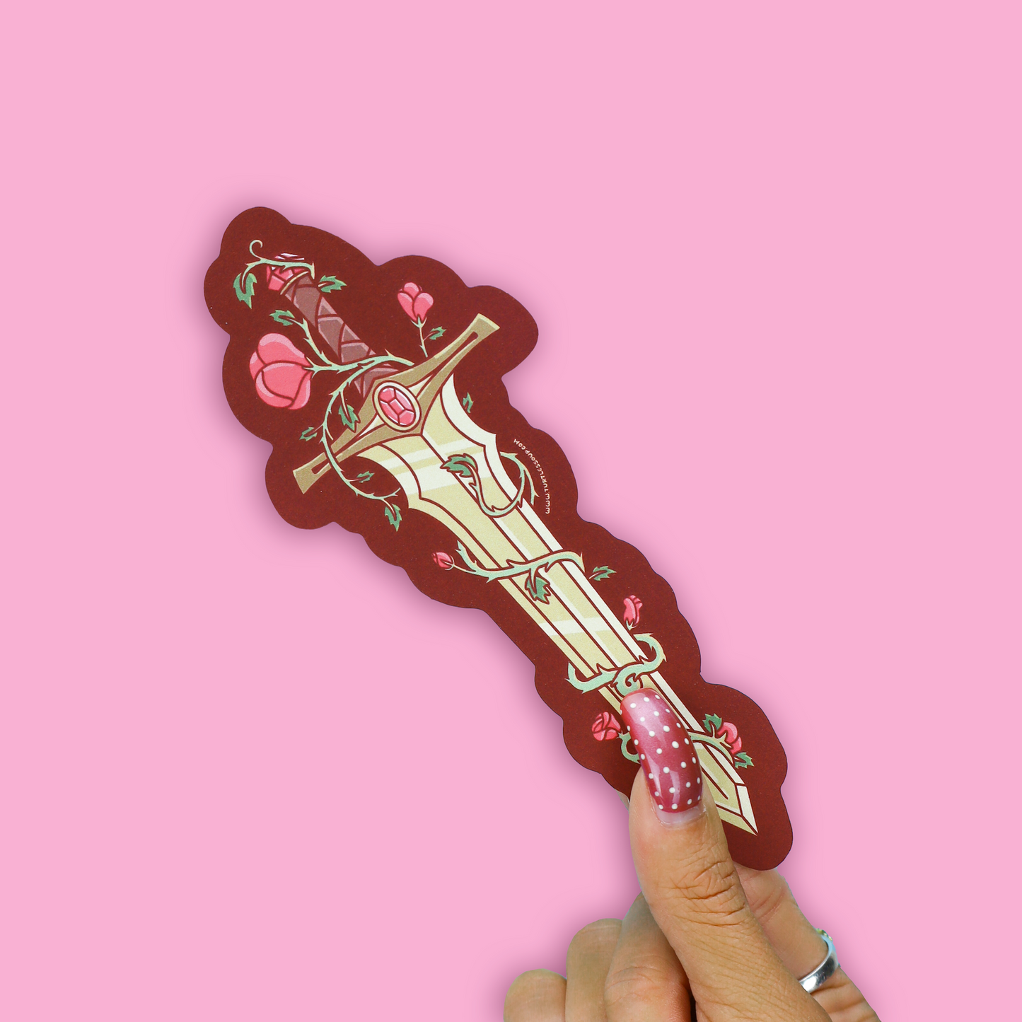 Fantasy Sword and Roses Die Cut Bookmark