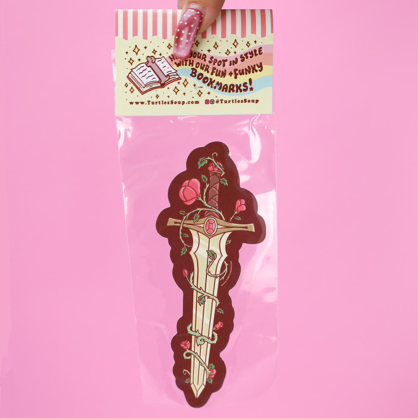 Fantasy Sword and Roses Die Cut Bookmark
