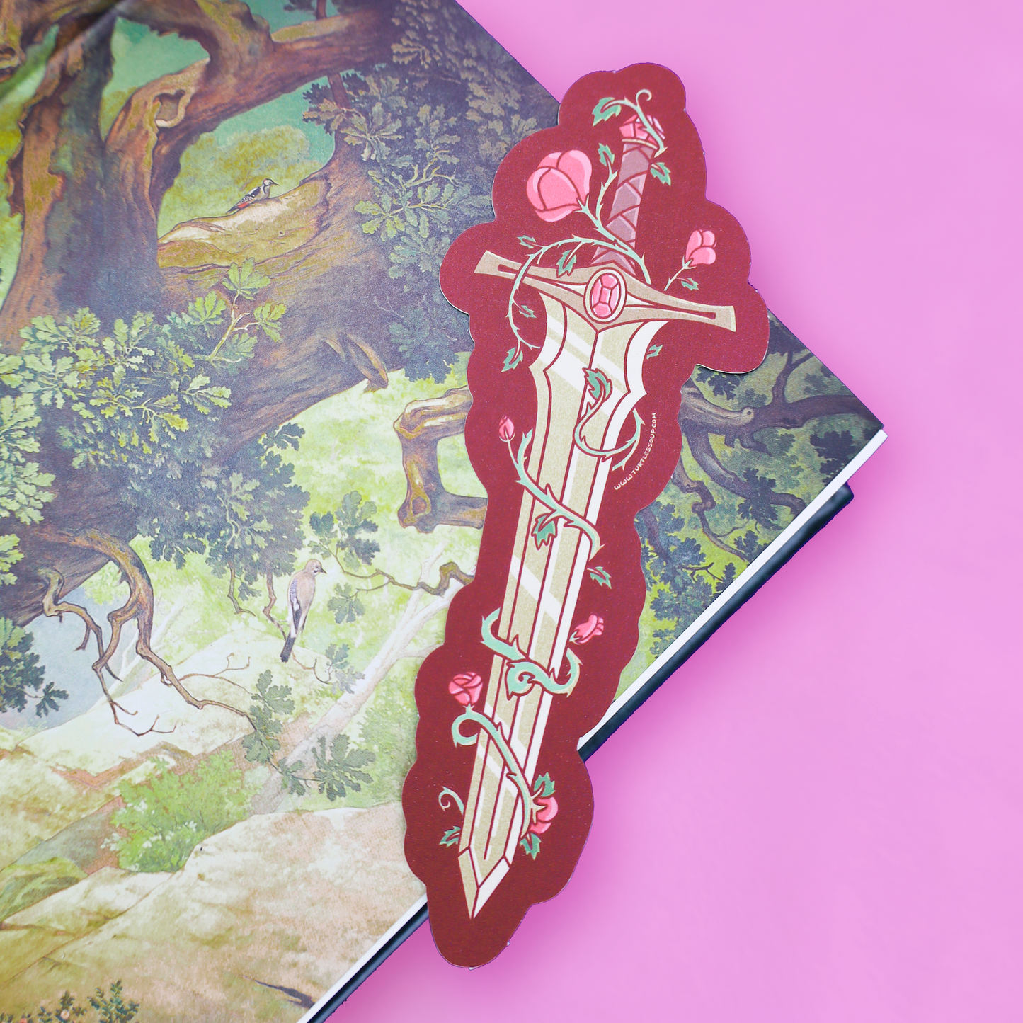 Fantasy Sword and Roses Die Cut Bookmark