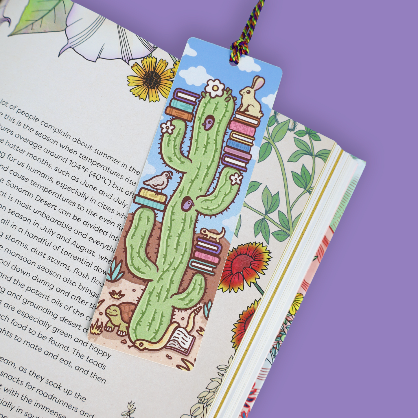 Desert Animals & Book Stack Design Southwest Nature Tasseled Bookmark
