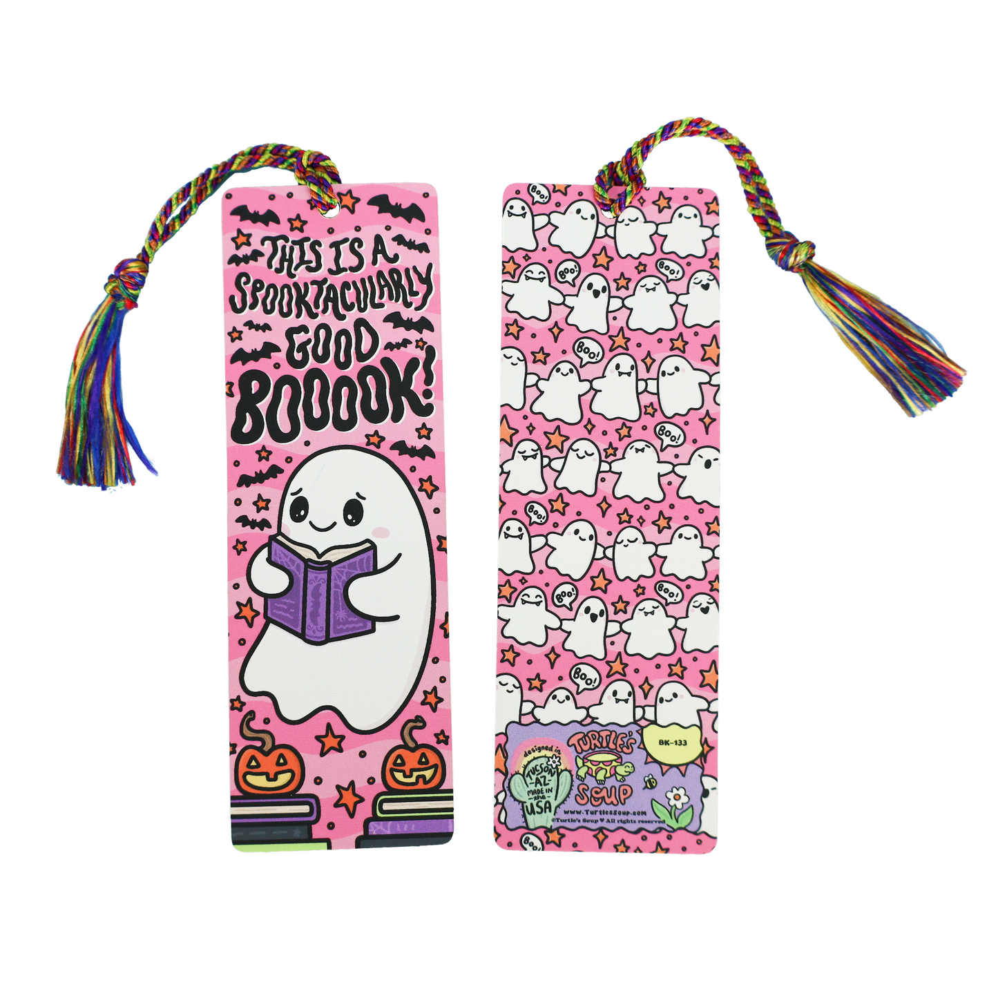 This is a Spooktacularly Good Boook Ghost Halloween Tasseled Bookmark