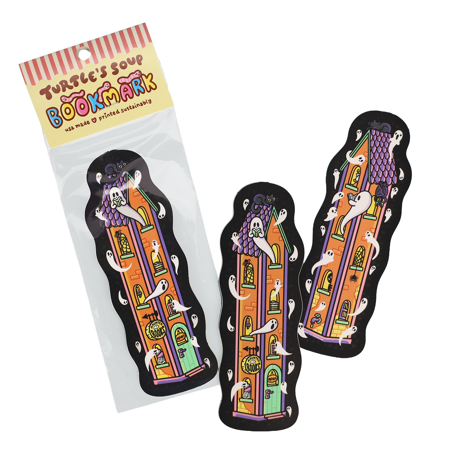 Haunted Bookstore Spooky Ghosts Halloween Reversible Bookmark