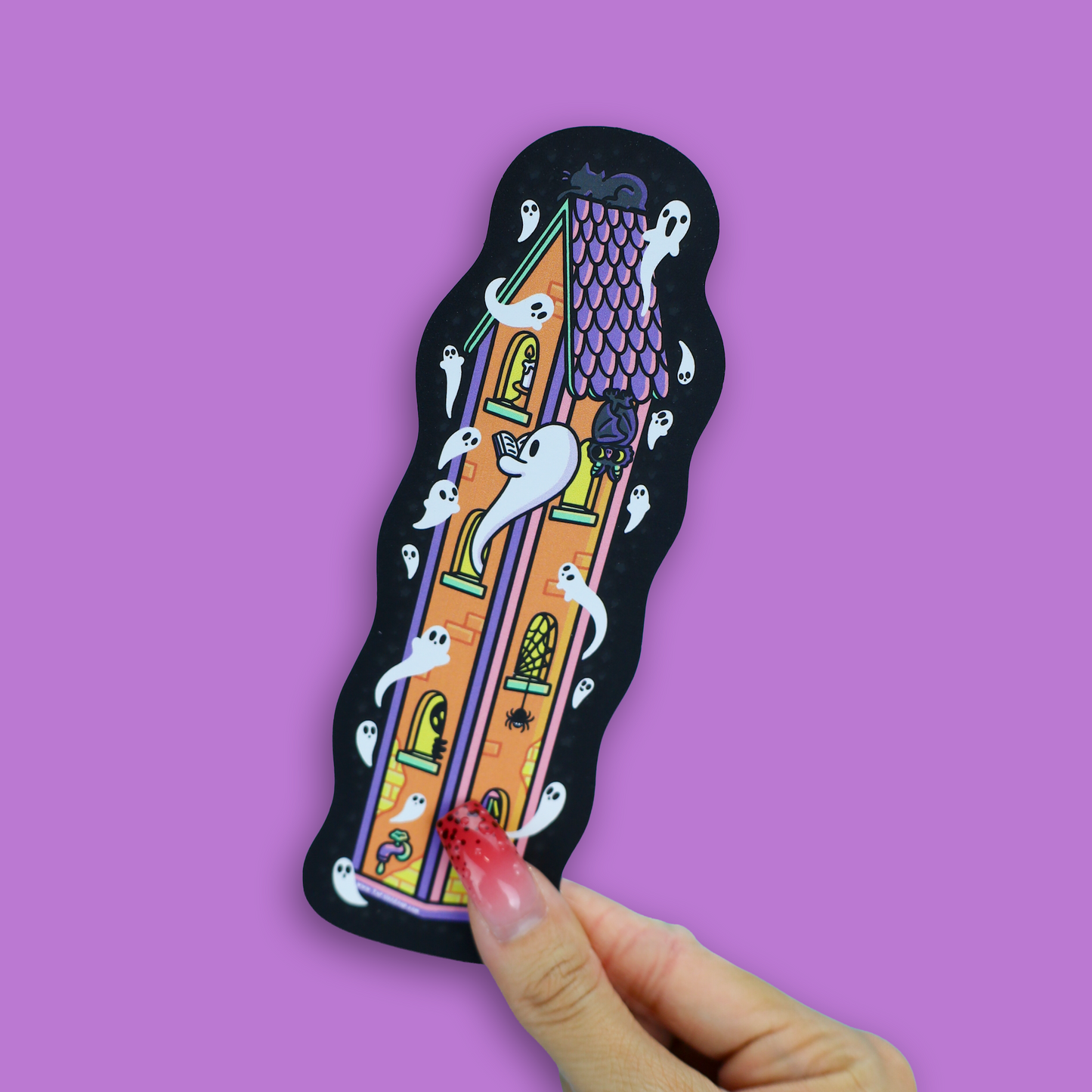 Haunted Bookstore Spooky Ghosts Halloween Reversible Bookmark