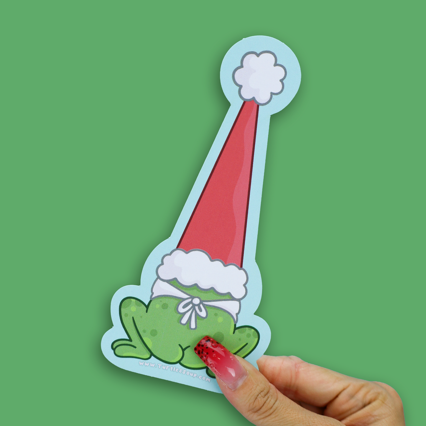 Cheeky Santa Frog Holiday Christmas Reversible Bookmark