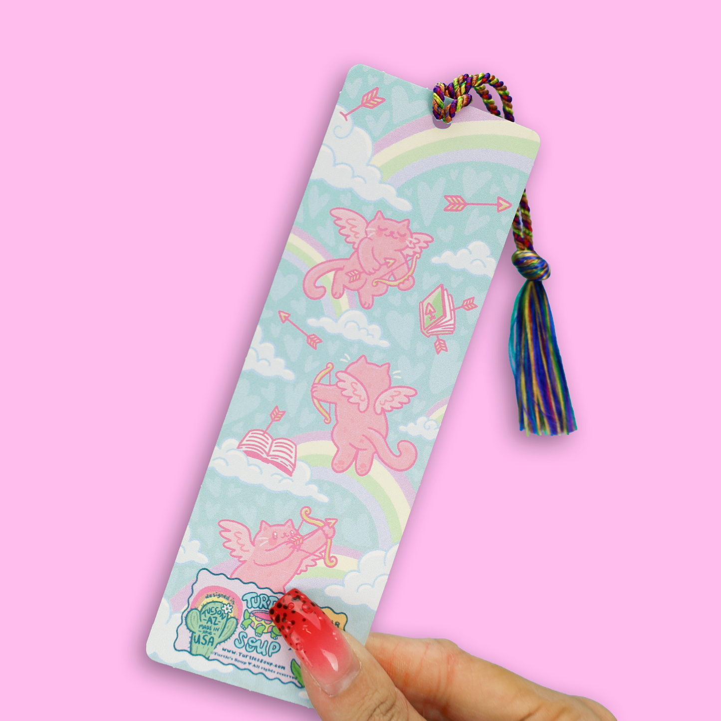 Cupid Kitty Valentine's Day Cat Tasseled Bookmark