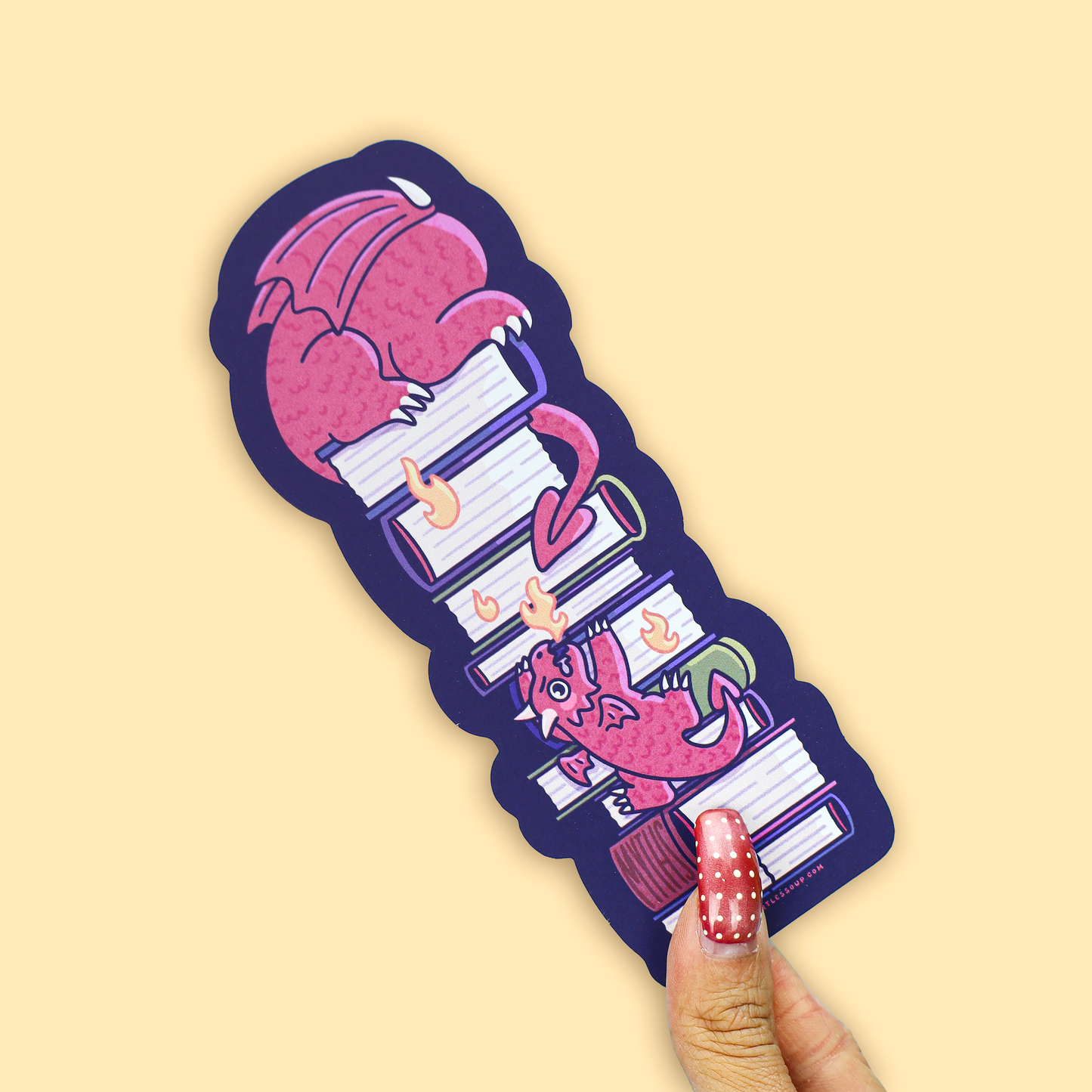Sleeping Dragon Book Stack Die Cut Bookmark