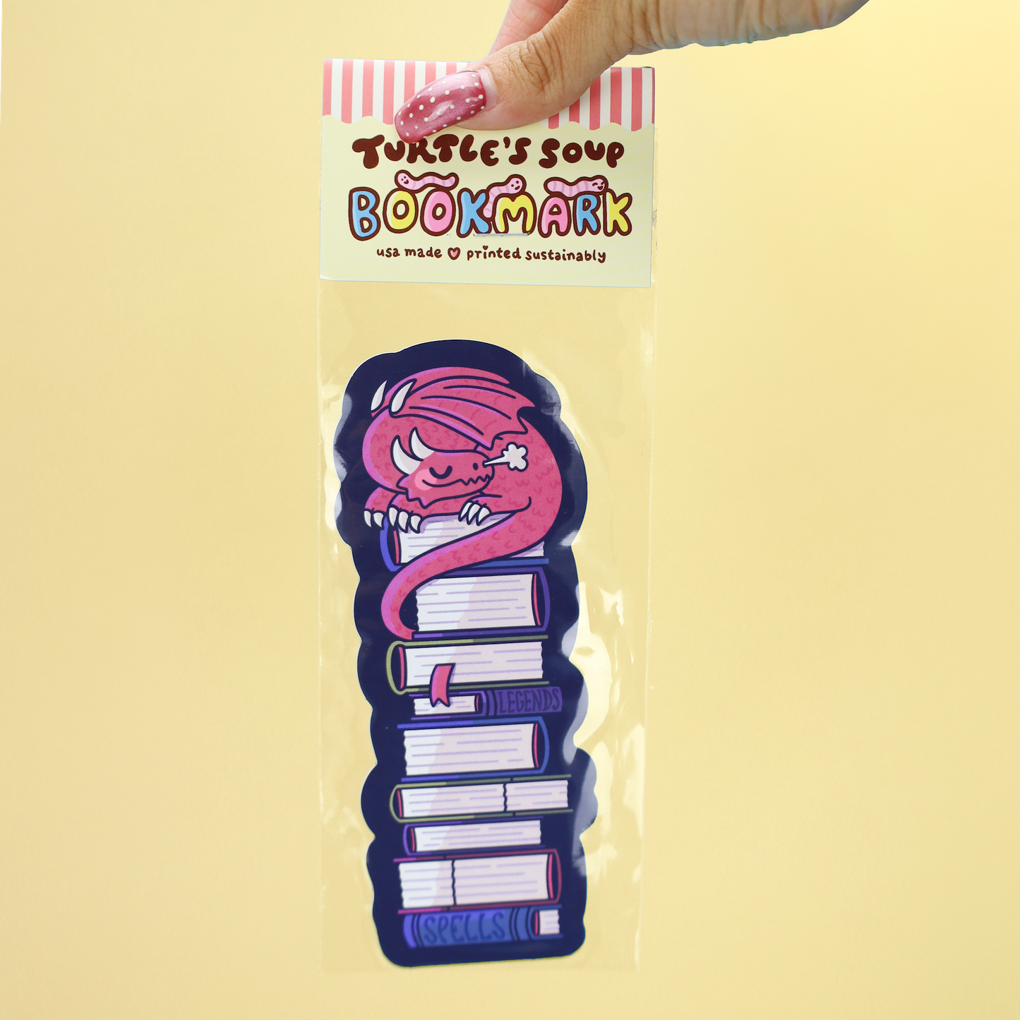 Sleeping Dragon Book Stack Die Cut Bookmark