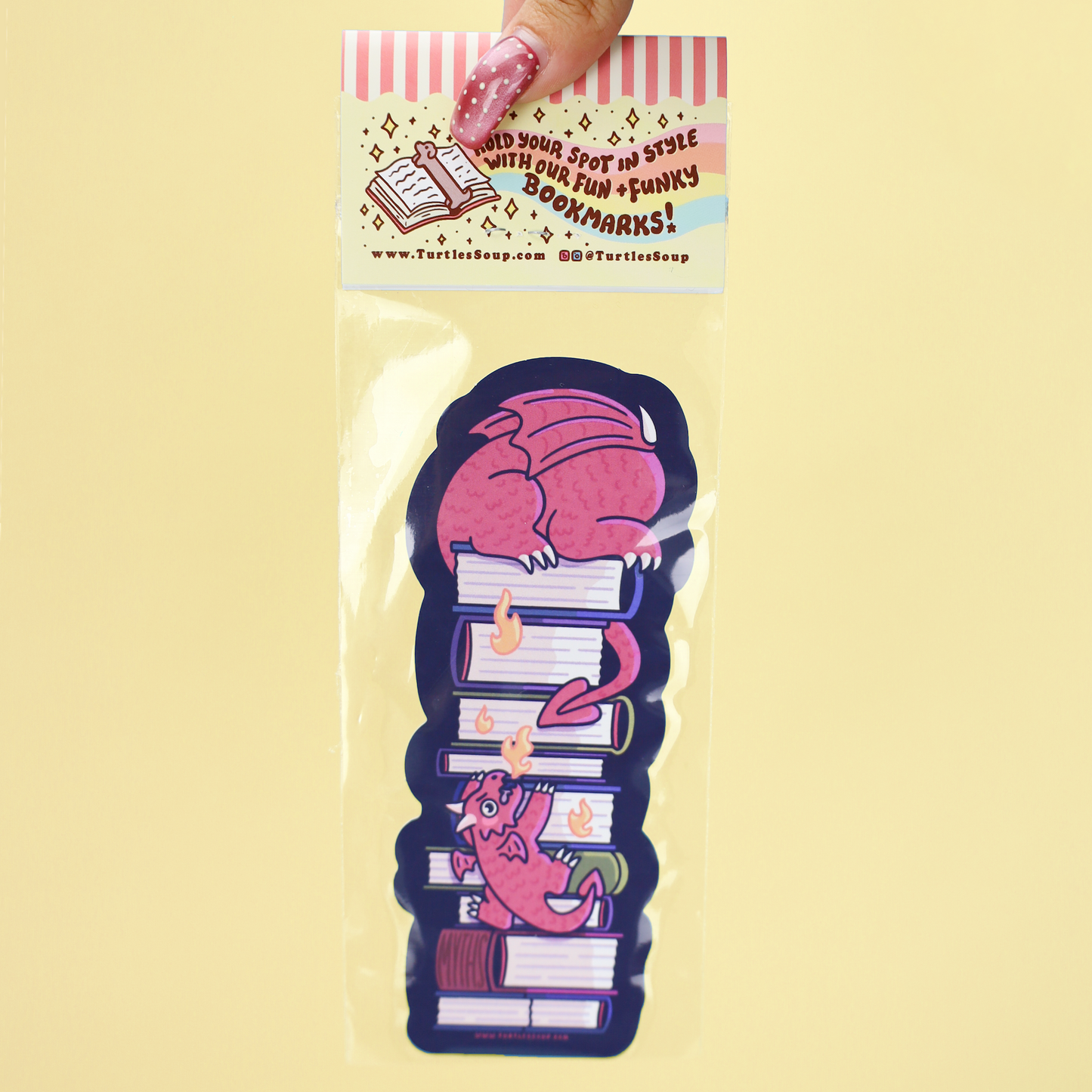 Sleeping Dragon Book Stack Die Cut Bookmark