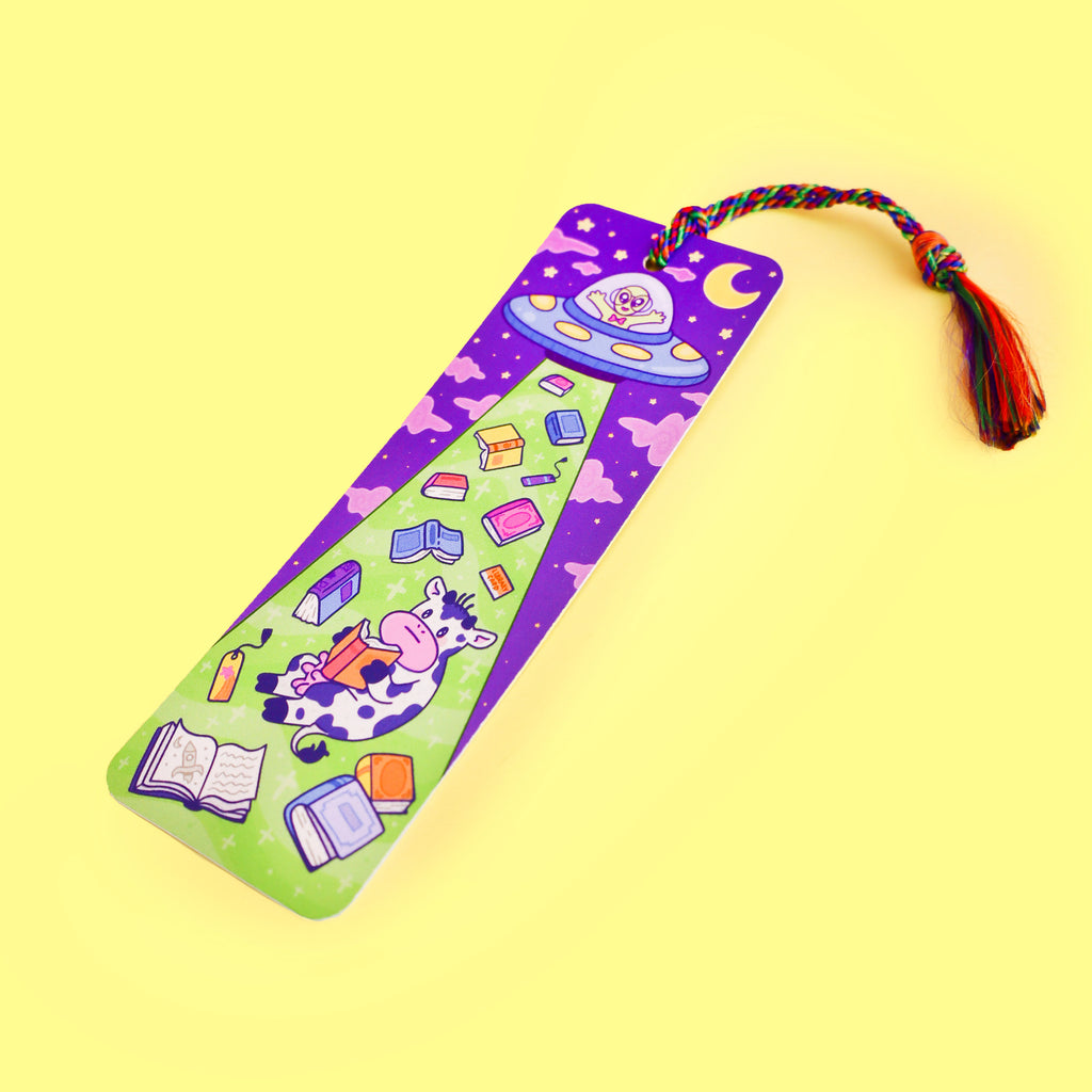 Alien UFO Library Abduction Bookmark with Tassel