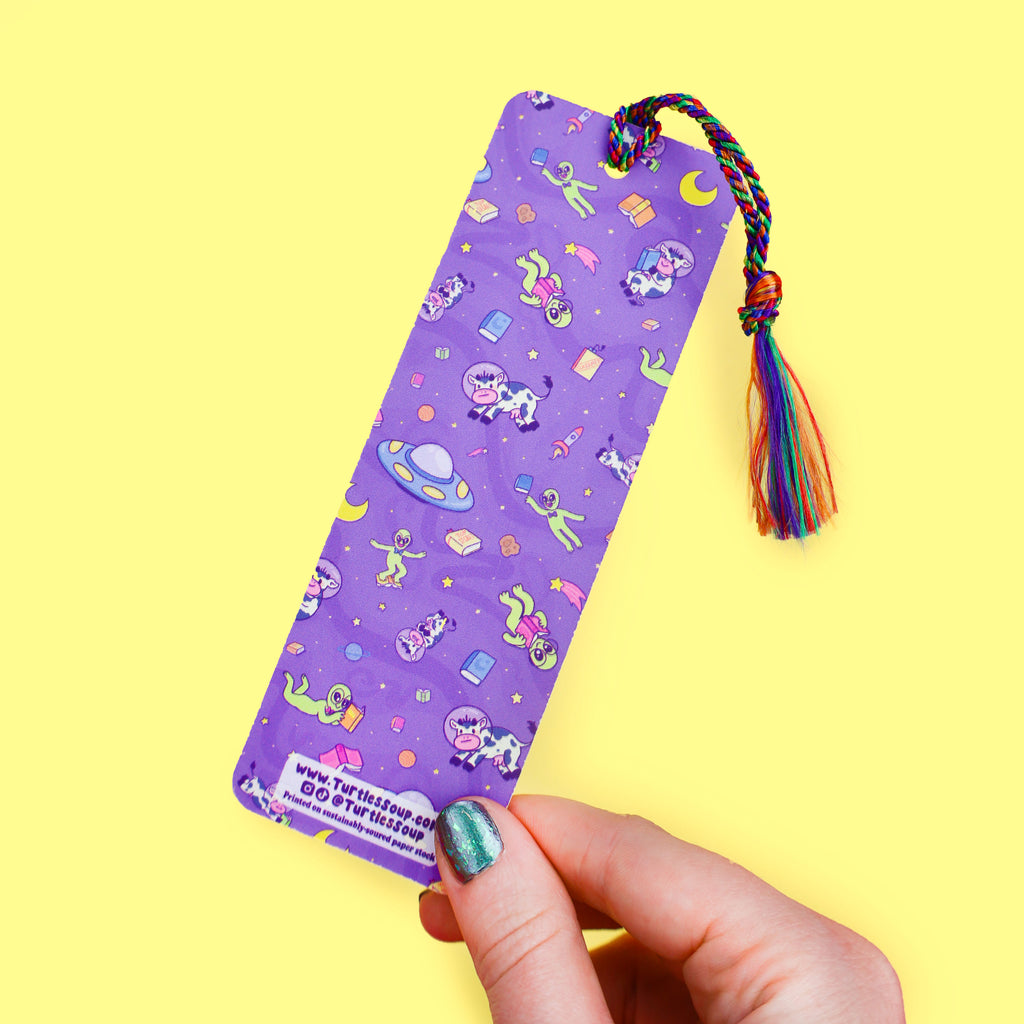 Alien UFO Library Abduction Bookmark with Tassel