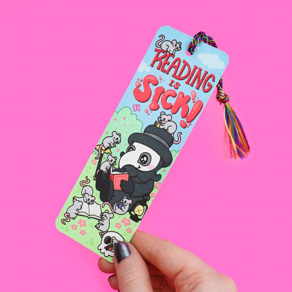 Reading Is Sick Plague Doctor Bookmark with Tassel