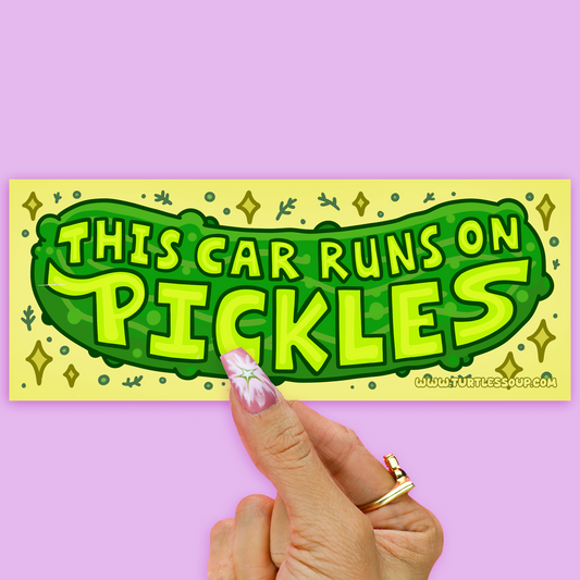 This Car Runs on Pickles Vinyl Bumper Sticker