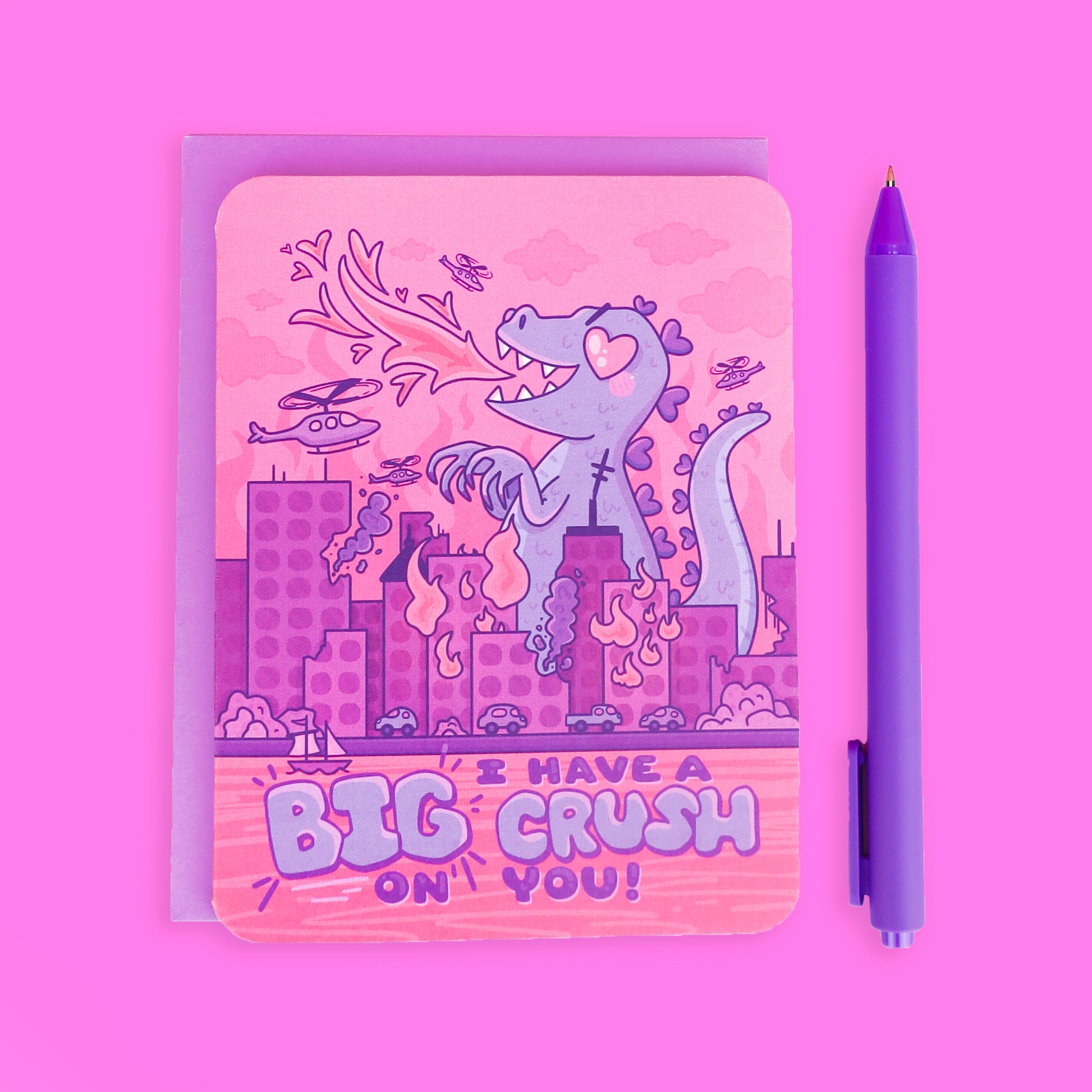 Big Crush Kaiju Japanese Monster Valentine's Day Love Card