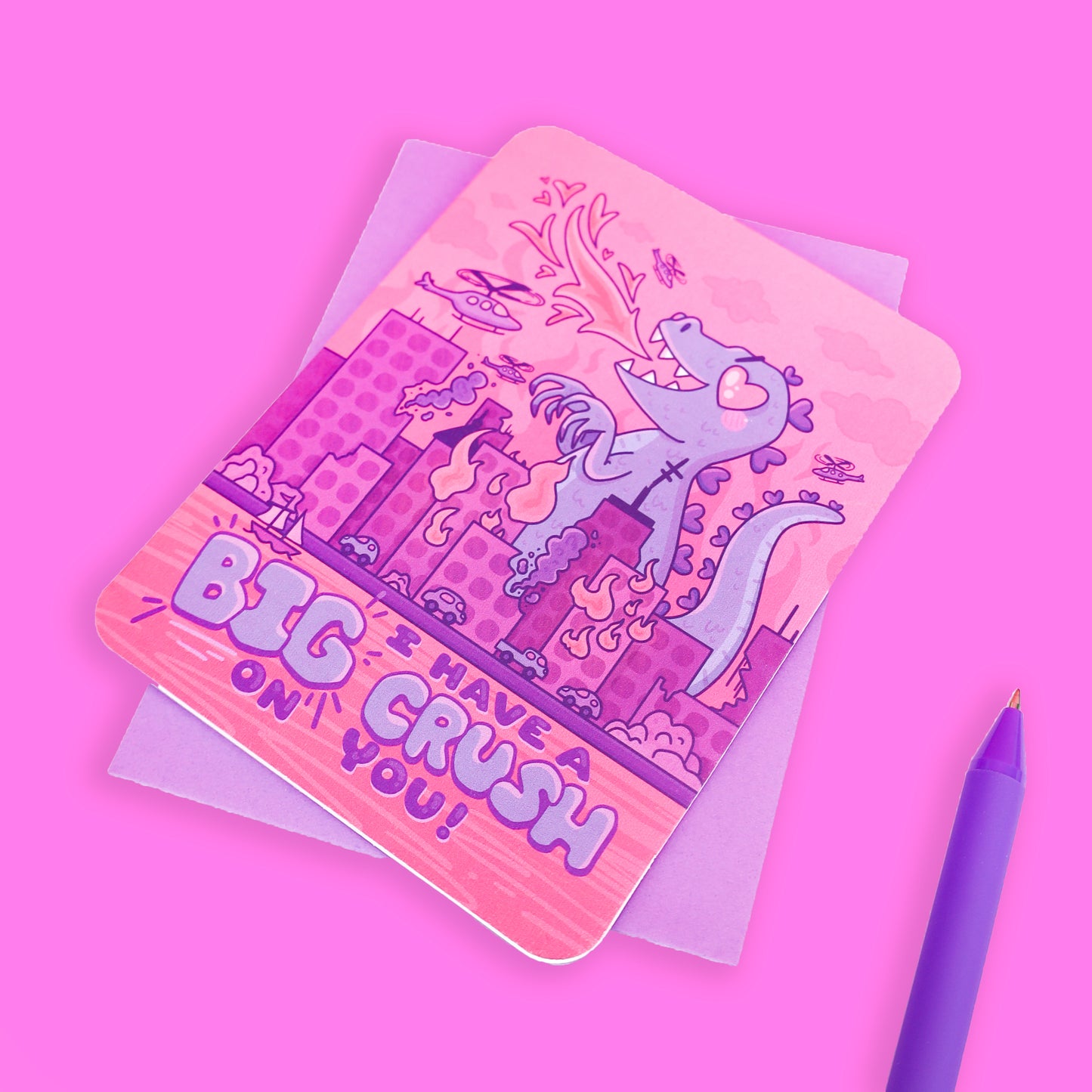 Big Crush Kaiju Japanese Monster Valentine's Day Love Card