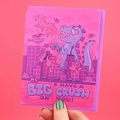 Big Crush Kaiju Japanese Monster Valentine's Day Love Card