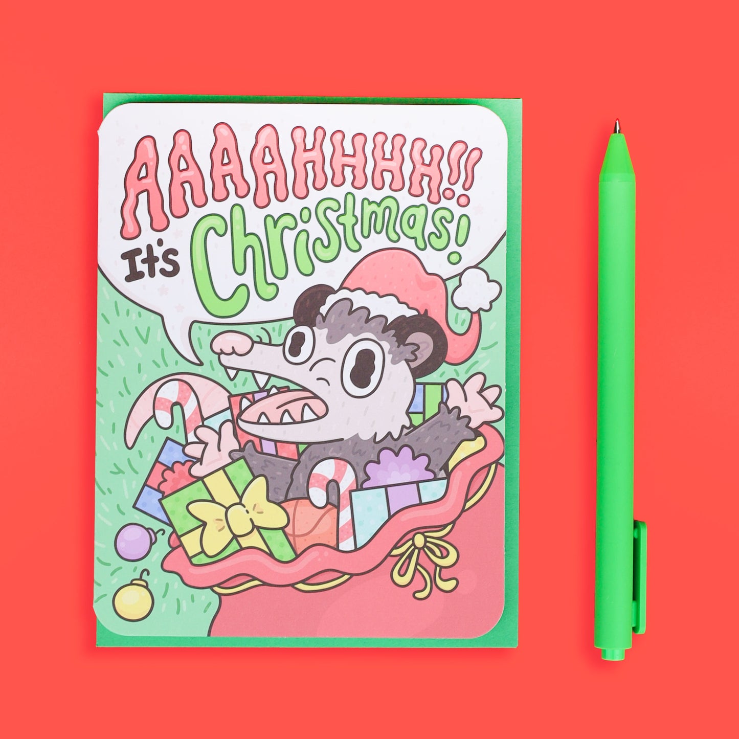 Ahhh It’s Christmas Opossum Holiday Card