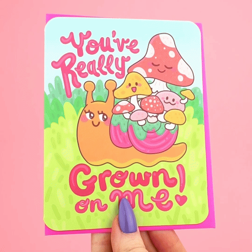 Grown On Me Snail Mushroom Valentines Love Card
