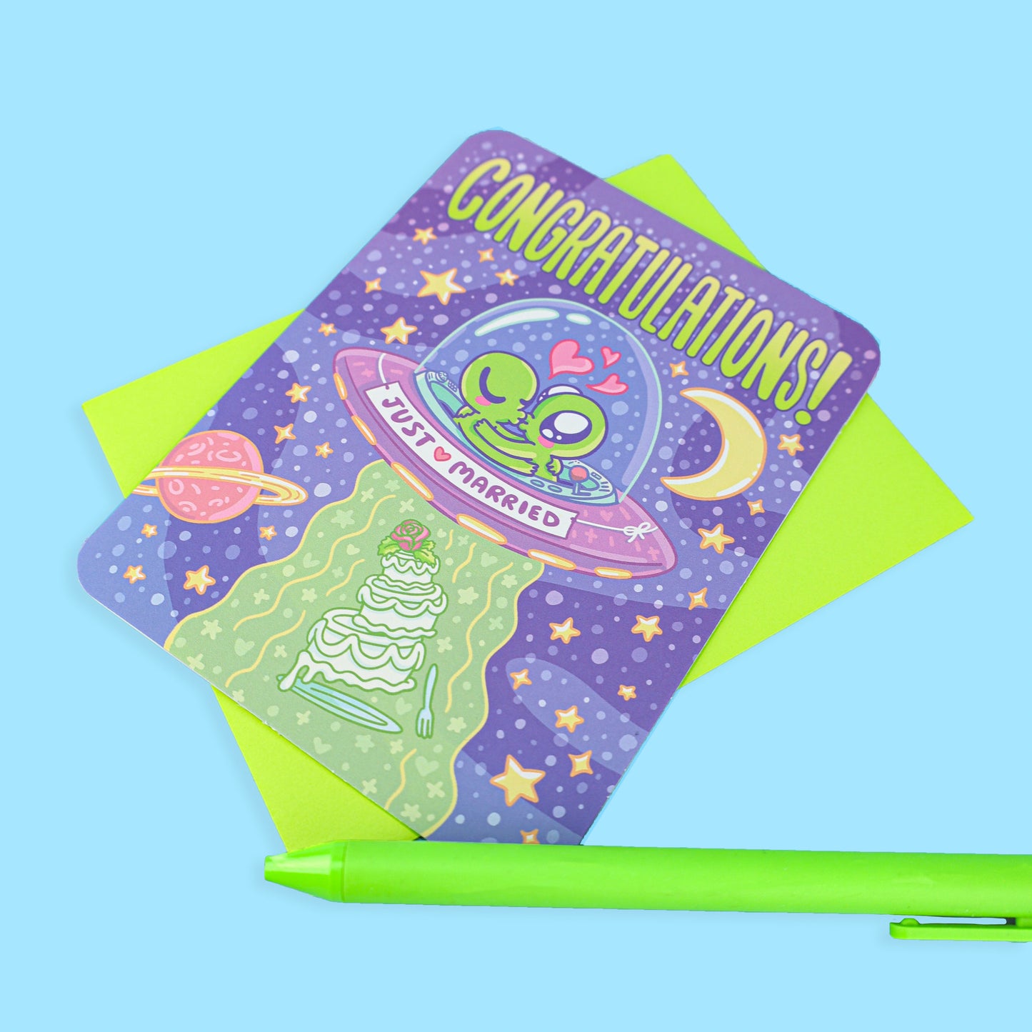 Just Married Aliens Wedding Card