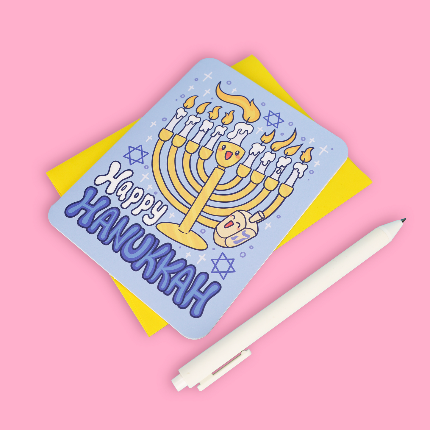 Happy Hanukkah Menorah and Dreidel Festive Greeting Card