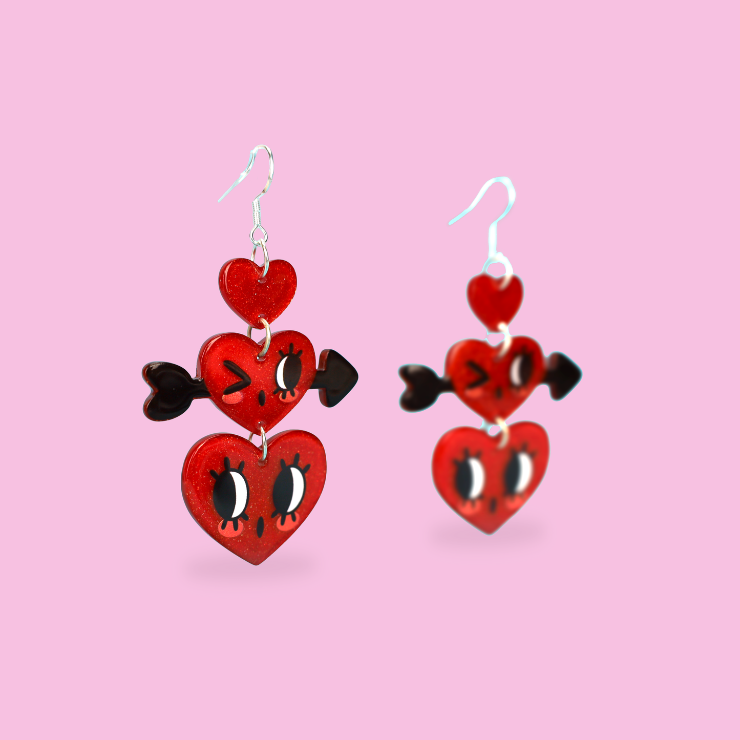 Cute Surprised Heart Valentine's Day Dangle Earrings