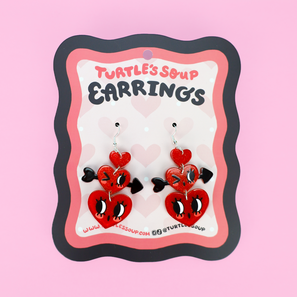 Cute Surprised Heart Valentine's Day Dangle Earrings