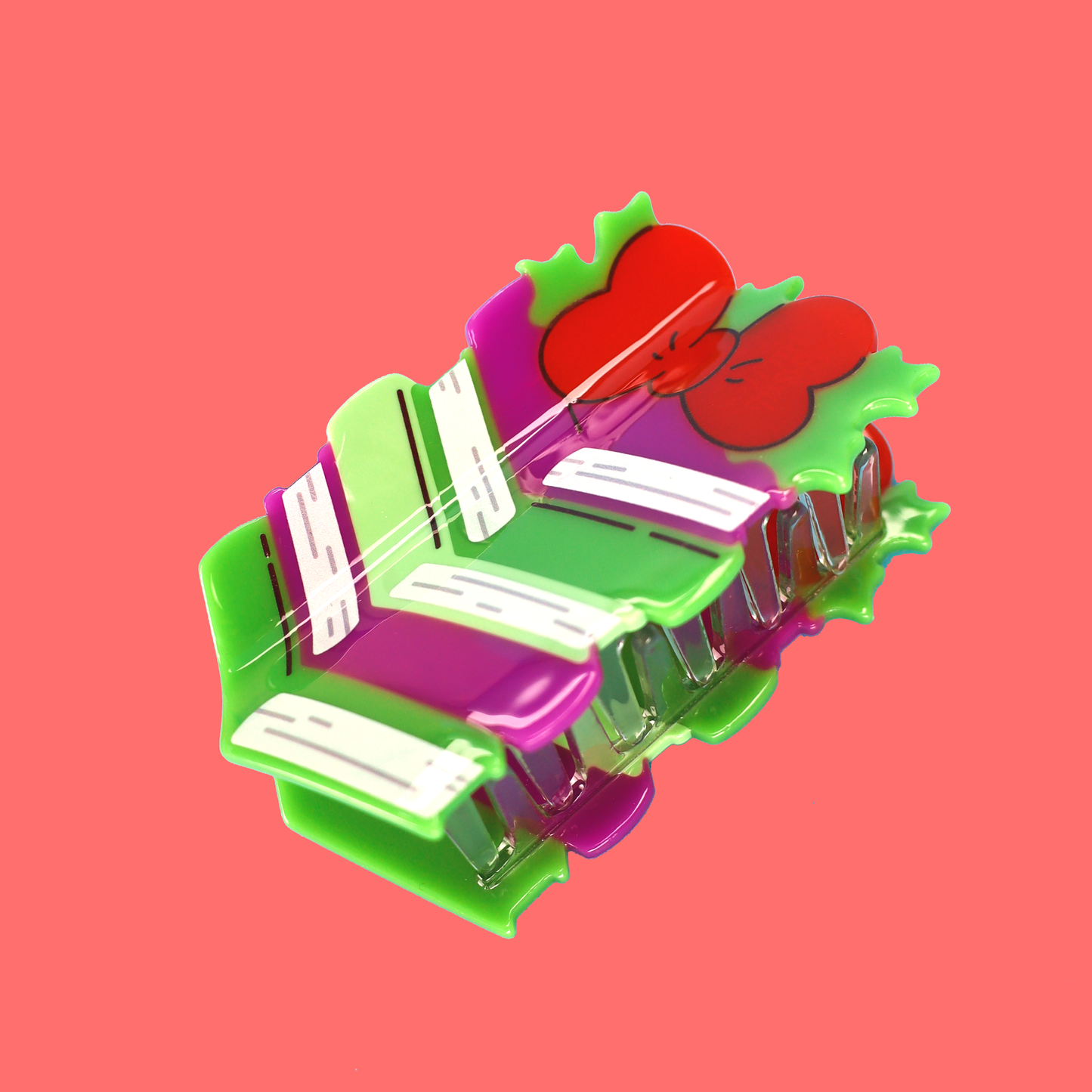 Cute Holiday Bow Book Stack Hair Claw